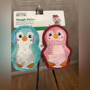 Outward Hound Tough Skinz Dog Toy Pinguin Set /2Squeaky DURABLE, NO STUFFING  6”